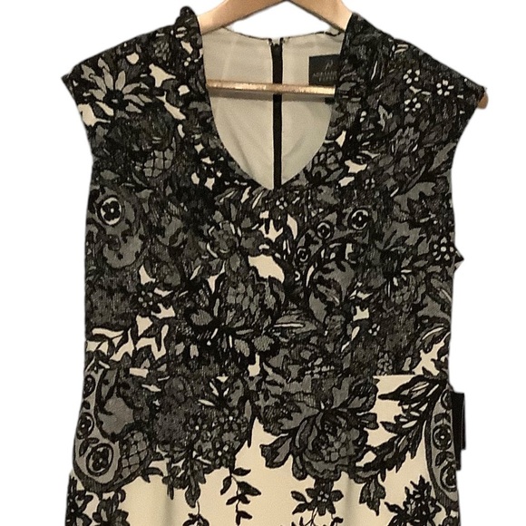 NWT Adrianna Papell Extended Shoulder Mandarin Neckline Sheath Dress size 14 - Picture 6 of 11